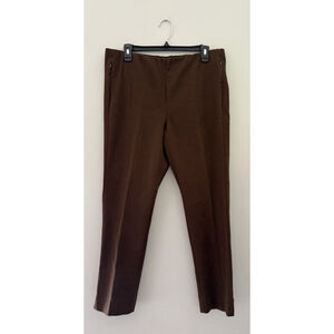 J. Jill Women Essential Cotton-Stretch Pant Size 14 Brown Pull On Workwear Basic